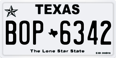 TX license plate BOP6342