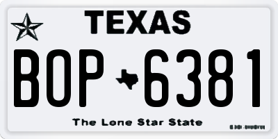 TX license plate BOP6381