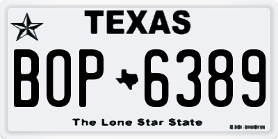TX license plate BOP6389