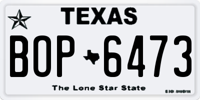 TX license plate BOP6473