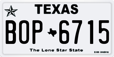 TX license plate BOP6715