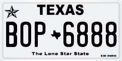 TX license plate BOP6888