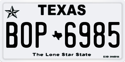 TX license plate BOP6985