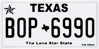 TX license plate BOP6990