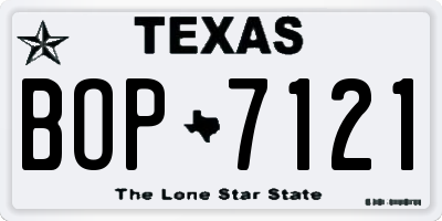 TX license plate BOP7121