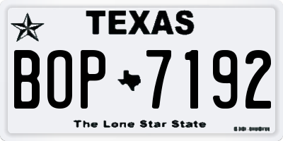 TX license plate BOP7192