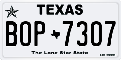 TX license plate BOP7307
