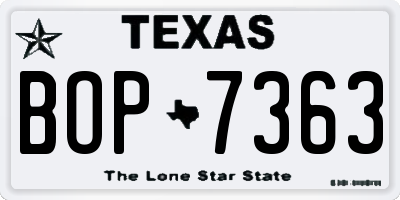 TX license plate BOP7363