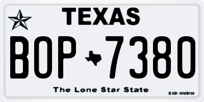 TX license plate BOP7380