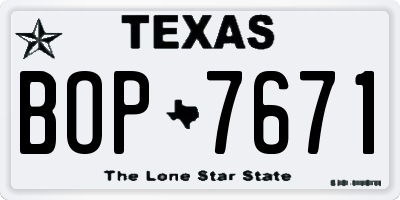 TX license plate BOP7671