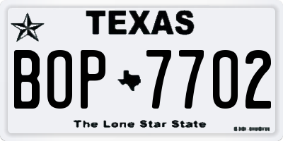 TX license plate BOP7702