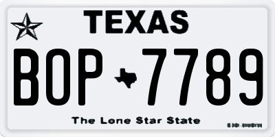 TX license plate BOP7789