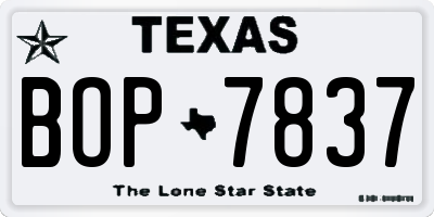 TX license plate BOP7837