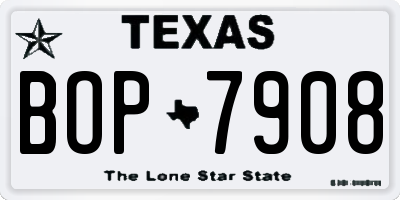 TX license plate BOP7908