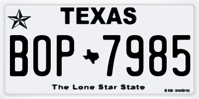 TX license plate BOP7985