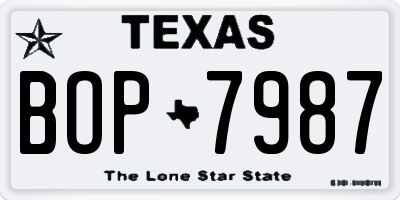 TX license plate BOP7987