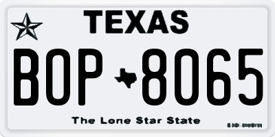 TX license plate BOP8065