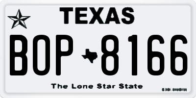 TX license plate BOP8166