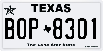 TX license plate BOP8301