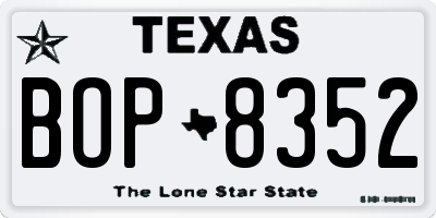 TX license plate BOP8352