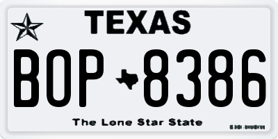 TX license plate BOP8386
