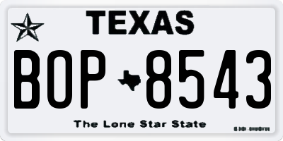 TX license plate BOP8543
