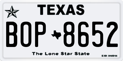 TX license plate BOP8652