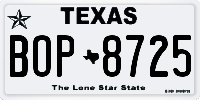 TX license plate BOP8725