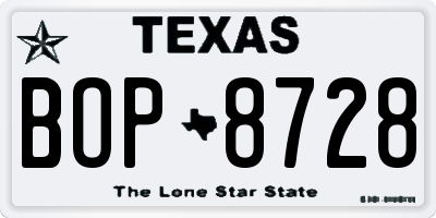 TX license plate BOP8728