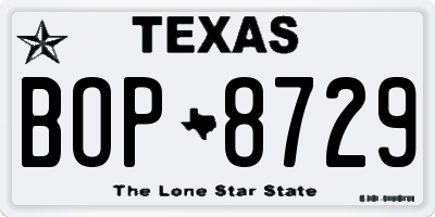TX license plate BOP8729