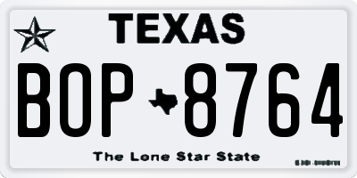 TX license plate BOP8764