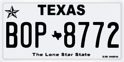 TX license plate BOP8772