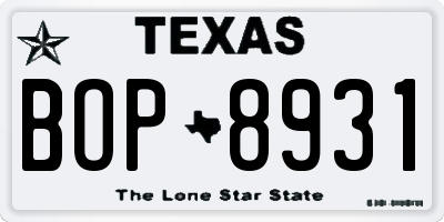 TX license plate BOP8931