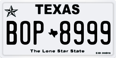 TX license plate BOP8999