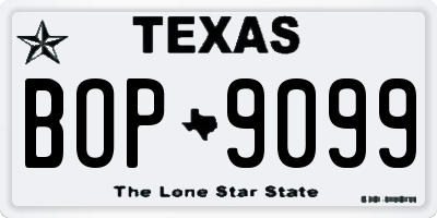 TX license plate BOP9099