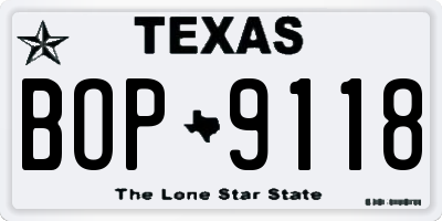 TX license plate BOP9118