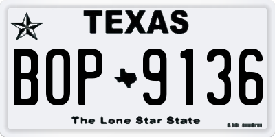 TX license plate BOP9136