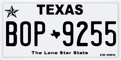 TX license plate BOP9255
