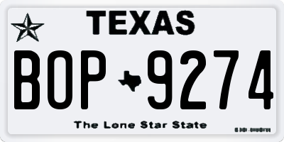 TX license plate BOP9274