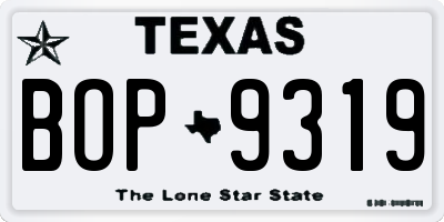 TX license plate BOP9319