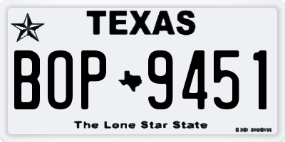 TX license plate BOP9451