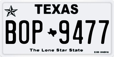 TX license plate BOP9477