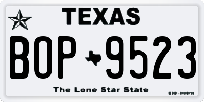 TX license plate BOP9523