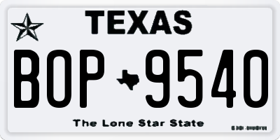 TX license plate BOP9540
