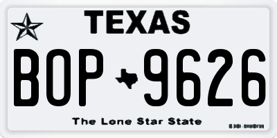 TX license plate BOP9626