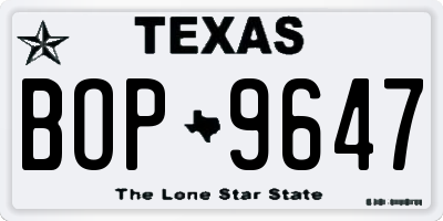TX license plate BOP9647