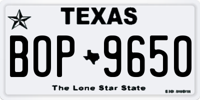 TX license plate BOP9650