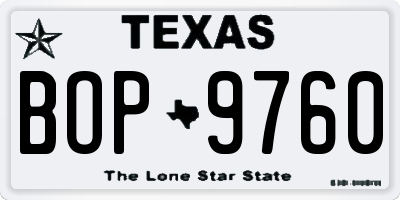 TX license plate BOP9760