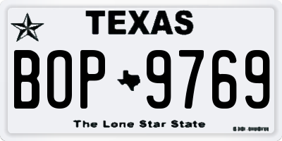 TX license plate BOP9769