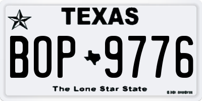 TX license plate BOP9776